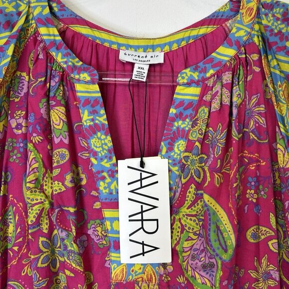 NEW Current Air Lindsey Bohemian Maxi Dress Womens Size XXL Pink Puff Sleeve - Picture 4 of 10